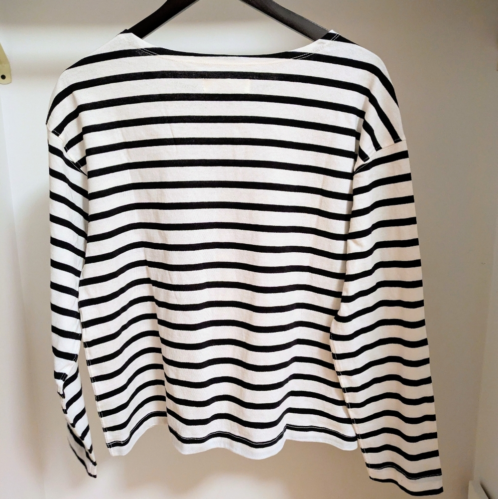 Striped Black and White Women's Top - Picture 3 of 7